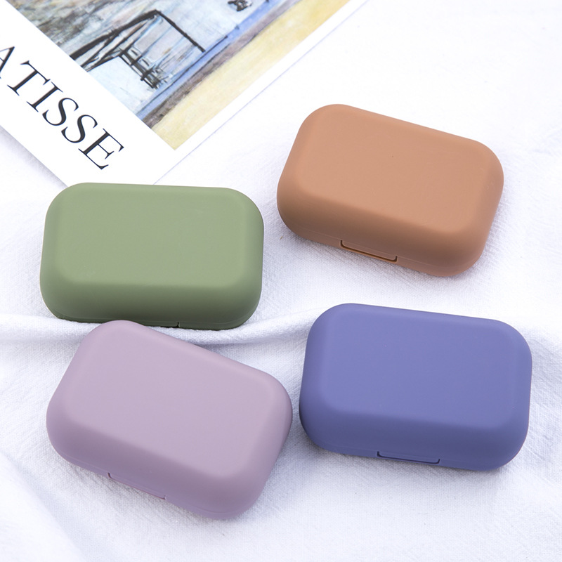 Frosted Mini Contact Lens Case With Mirror Fashion Eyes Contact Lens Container Box Colored Contact Lenses Holder Cases Boxes