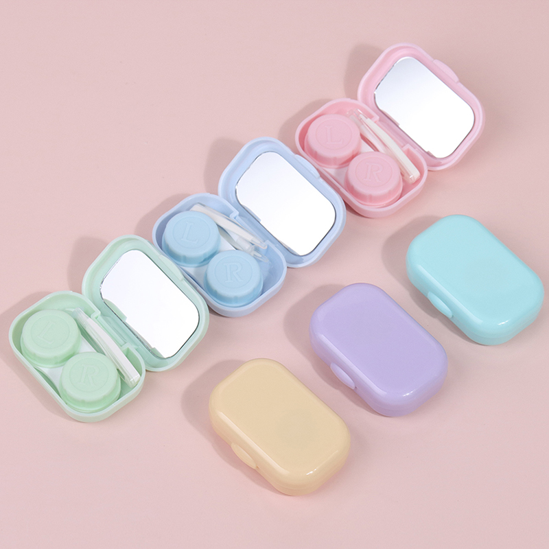 Candy Color Smooth Contact Lens case Box Cute Pocket Mini Contact Lens case Compact and Portable Contact Lenses Cases
