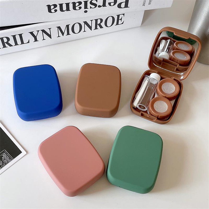 Solid Color Simple Frosted Contact Lens case Portable Contact Lenses Container Holder Customizable Contact Lenses Cases Boxes